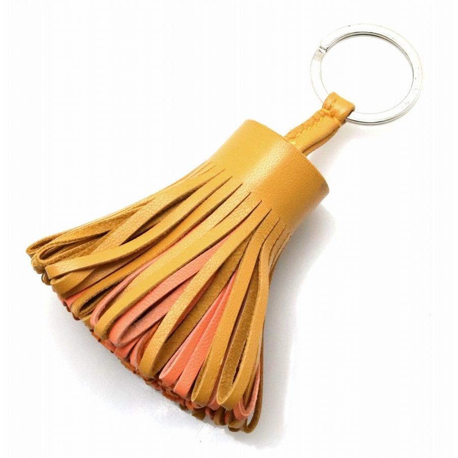Hermes エルメス カルメン トリコロール キーリング キーホルダー フリンジ レザー ラムスキン チャーム ブトンドール クレヴェット オレンジ K Morenotafurt Com