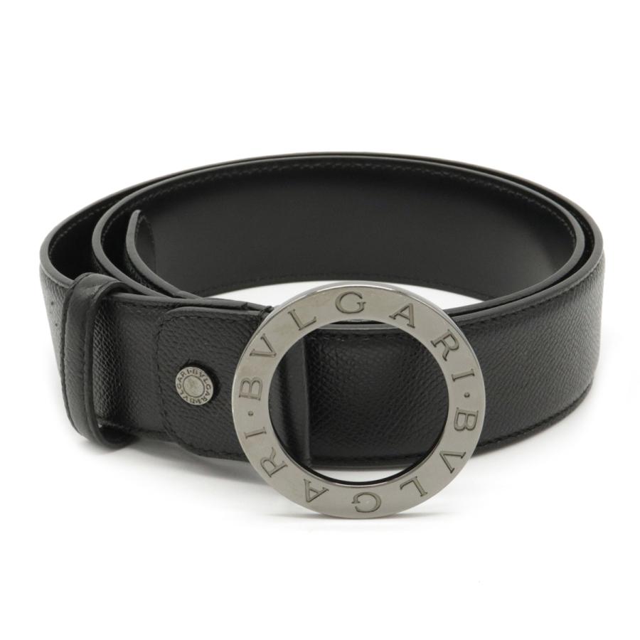 Bvlgari ブルガリ ブルガリブルガリ ベルト メンズ レザー ラウンドロゴバックル ブラック シルバー金具 表記110 実寸85cm カット済 355 中古 Blumin 通販 Yahoo ショッピング