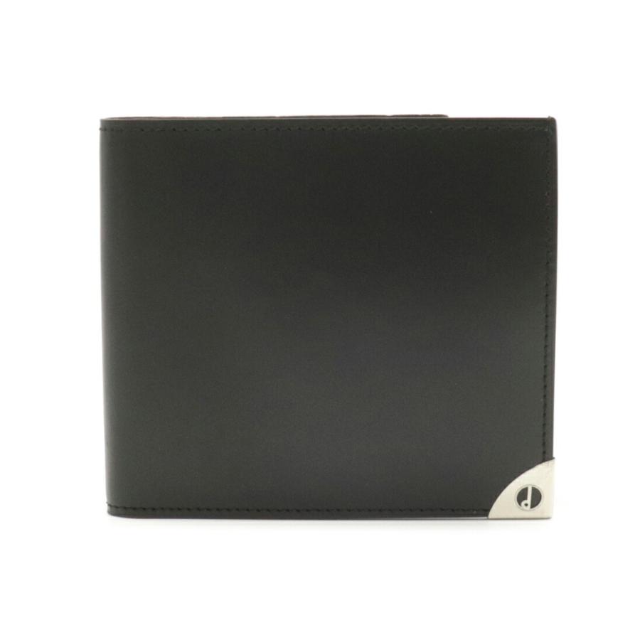 税込 送料無料 Dunhill ダンヒル 中古 Wn3010a シルバー金具 ブラック 黒 レザー 二つ折り財布 2つ折財布 ロンドンスタイル 財布 Dagl Tg