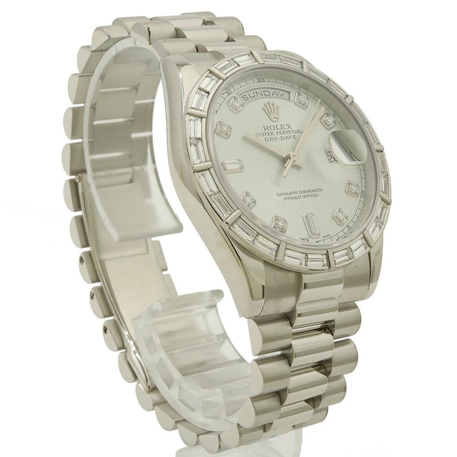 ROLEX ロレックス デイデイト シルバー文字盤 Pt プラチナ ダイヤモンド バケットダイヤ K番 メンズ AT オートマ 腕時計 118366A | ROLEX | 02