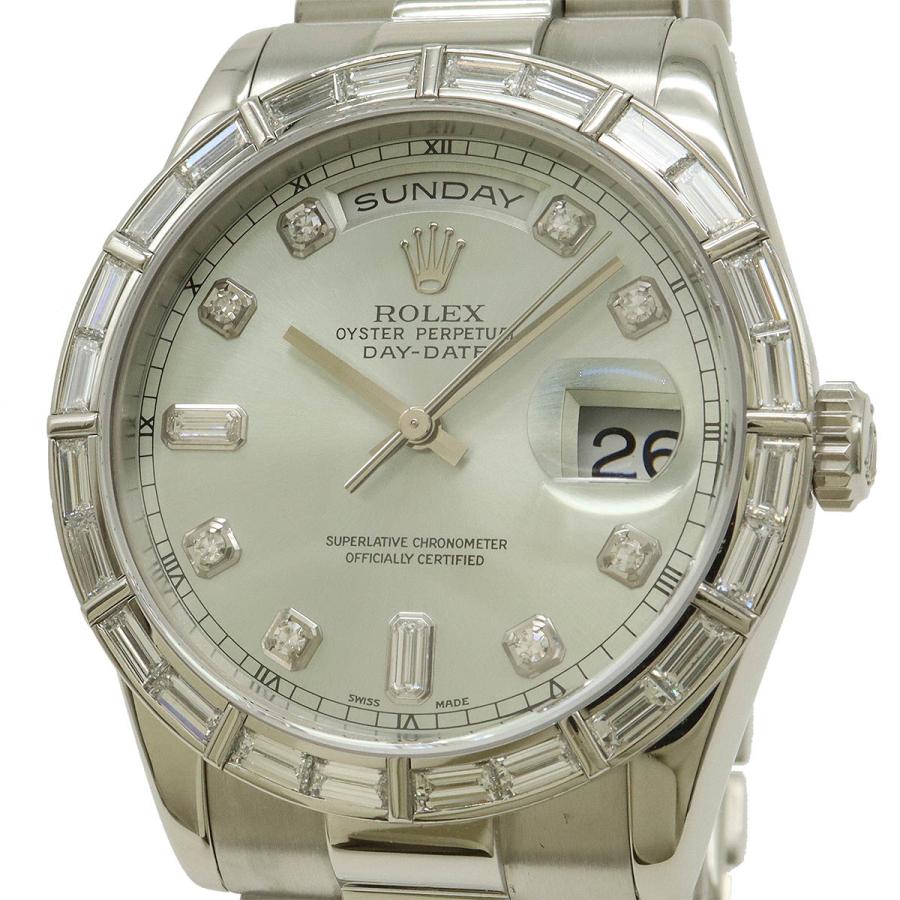 ROLEX ロレックス デイデイト シルバー文字盤 Pt プラチナ ダイヤモンド バケットダイヤ K番 メンズ AT オートマ 腕時計 118366A | ROLEX | 03