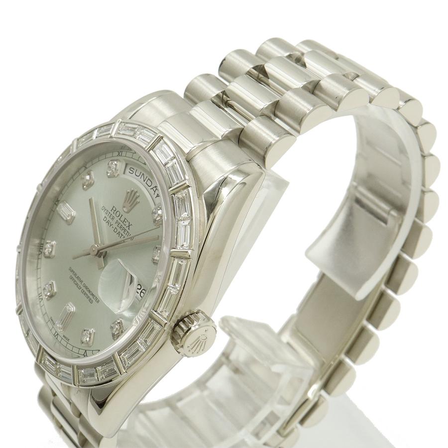 ROLEX ロレックス デイデイト シルバー文字盤 Pt プラチナ ダイヤモンド バケットダイヤ K番 メンズ AT オートマ 腕時計 118366A | ROLEX | 04