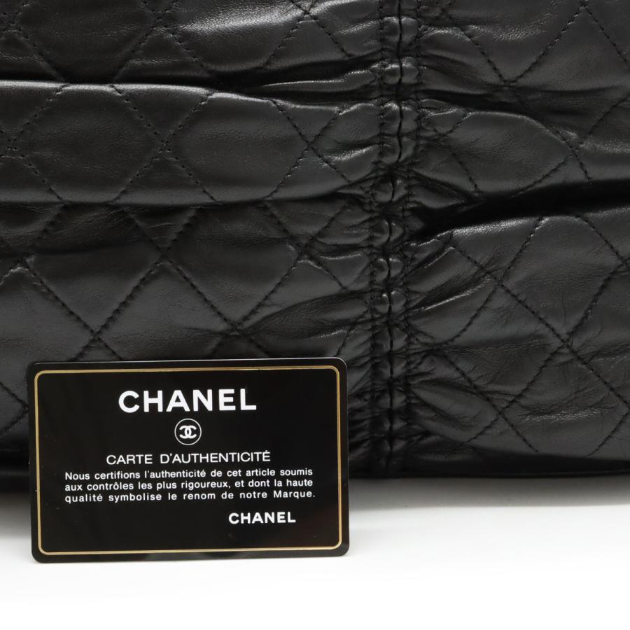 CHANEL シャネル マトラッセ ギャザー チェーントート トートバッグ ショルダーバッグ 肩掛け レザー ブラック 黒｜blumin｜08