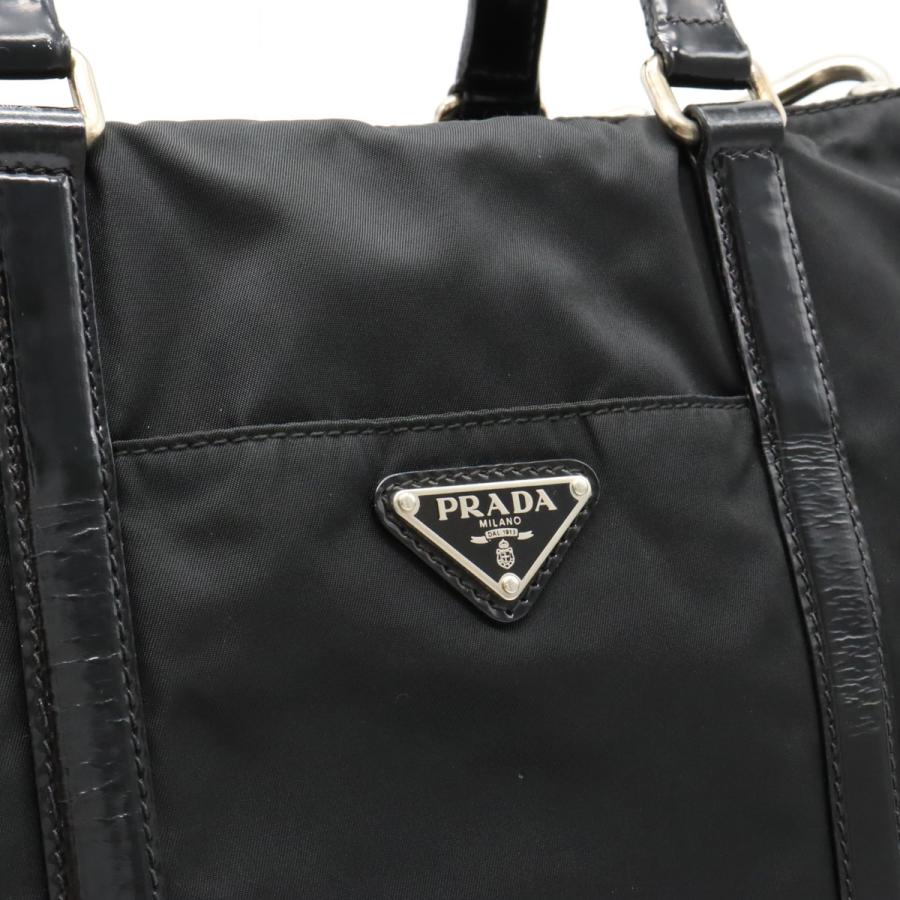 PRADA プラダ トートバッグ ハンドバッグ 2WAY ショルダーバッグ 斜め掛け ナイロン パテントレザー NERO 黒｜blumin｜07