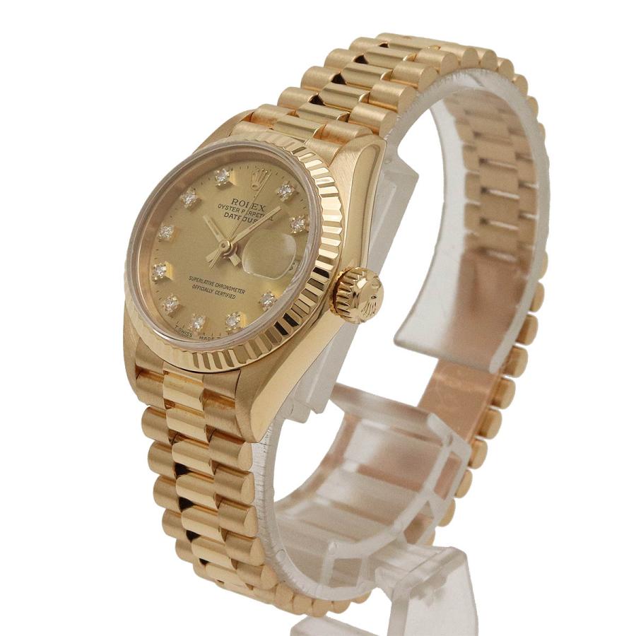 ROLEX ロレックス デイトジャスト 10P ダイヤ YG 無垢 K18 ゴールド E番 レディース AT オートマ 腕時計 69178G | ROLEX | 01
