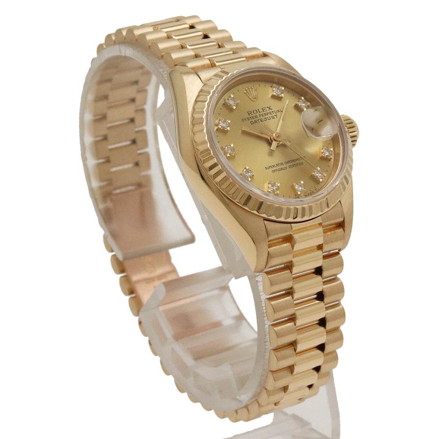 ROLEX ロレックス デイトジャスト 10P ダイヤ YG 無垢 K18 ゴールド E番 レディース AT オートマ 腕時計 69178G | ROLEX | 02