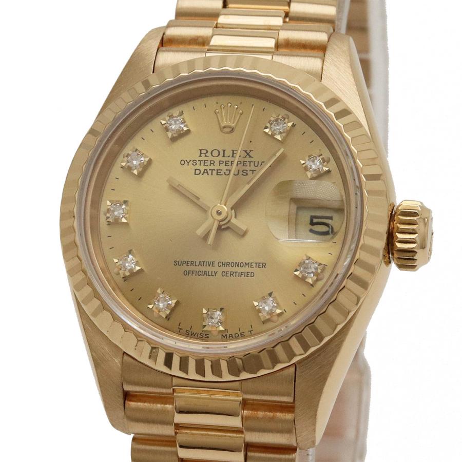 ROLEX ロレックス デイトジャスト 10P ダイヤ YG 無垢 K18 ゴールド E番 レディース AT オートマ 腕時計 69178G | ROLEX | 03