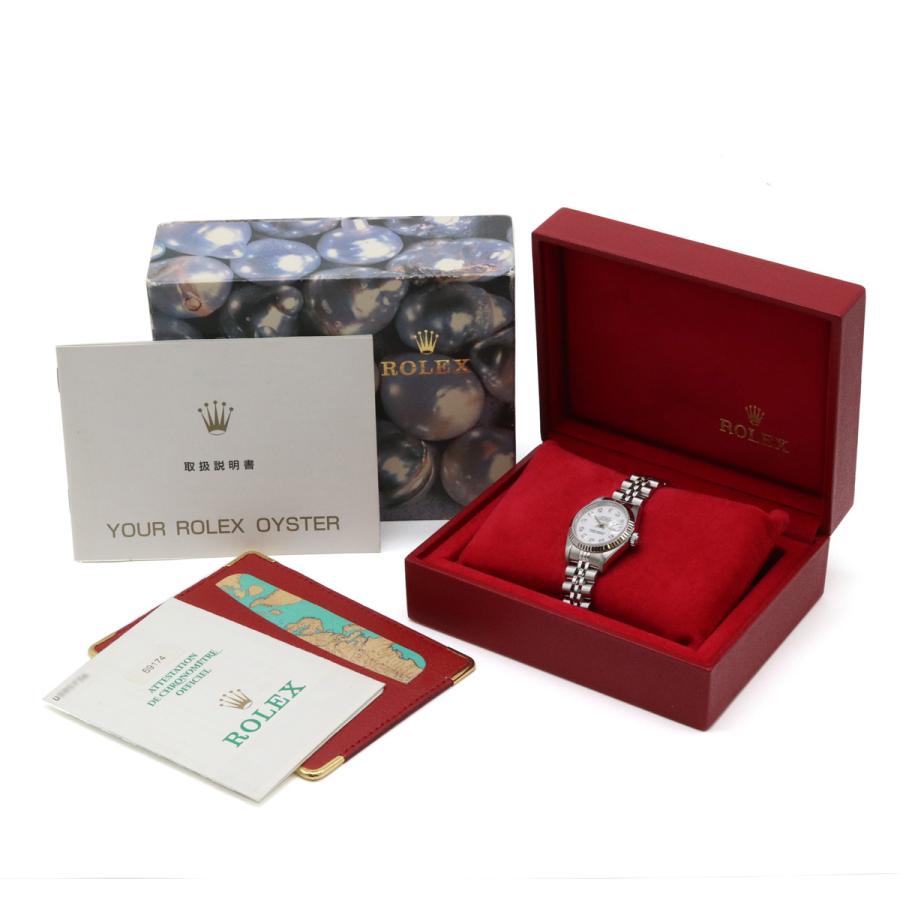 ROLEX ロレックス デイトジャスト 10Pダイヤ 保証書 ホワイト文字盤 SS K18WGベゼル U番 新ダイヤ レディース AT オートマ 腕時計 69174G | ROLEX | 08