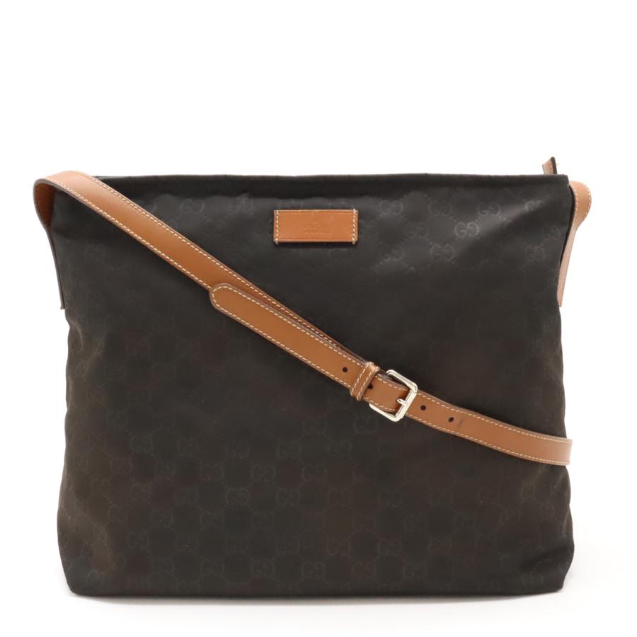 GUCCI グッチ GGナイロン ショルダーバッグ 斜め掛け レザー
