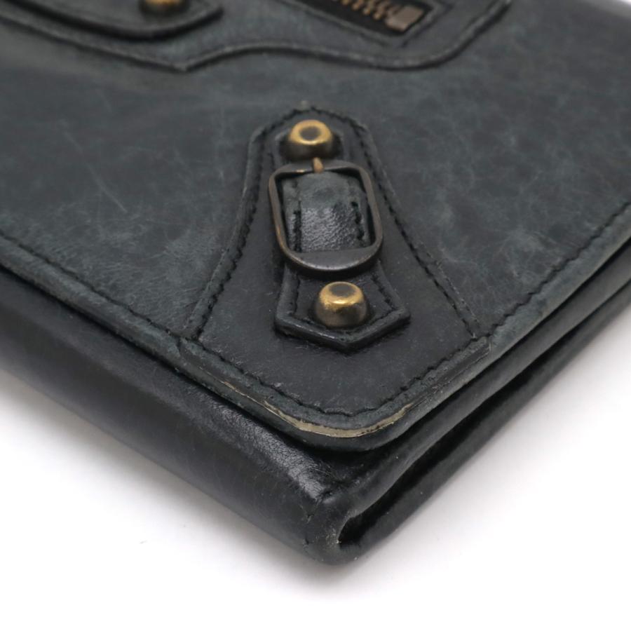 BALENCIAGA バレンシアガ CLASSIC MONEY クラシックマネー 2つ折長財布 二つ折り長財布 レザー ブラックグリーン系 163471 | BALENCIAGA | 02