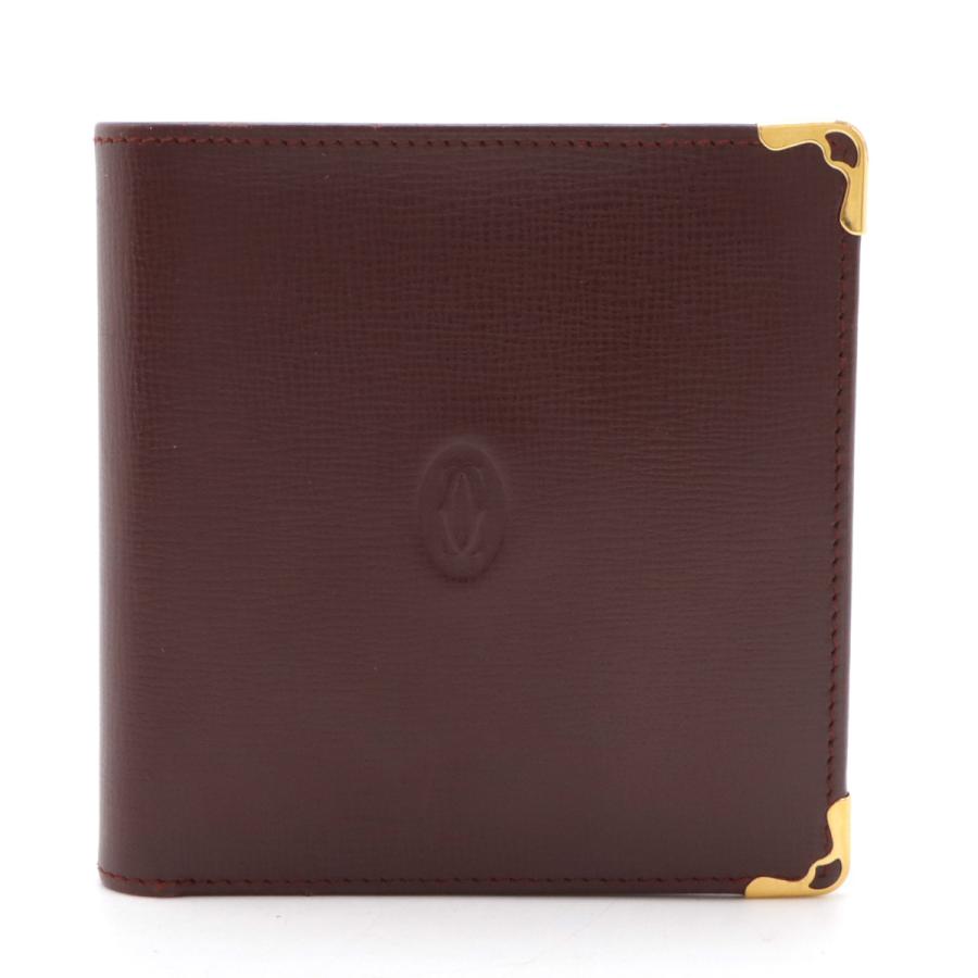Cartier カルティエ マストライン マスト ドゥ カルティエ 2つ折財布 二つ折り財布 レザー ボルドー ゴールド金具 L3000165 | Cartier