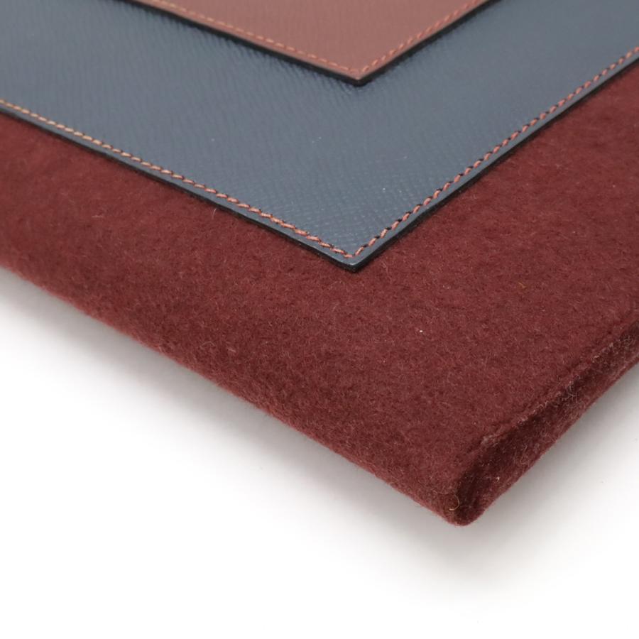 HERMES エルメス トゥードゥー 37 カラーブロック クラッチバッグ ビジネスバッグ フェルト ヴォーエプソン レザー ボルドー ダークネイビー C刻印 | HERMES | 02