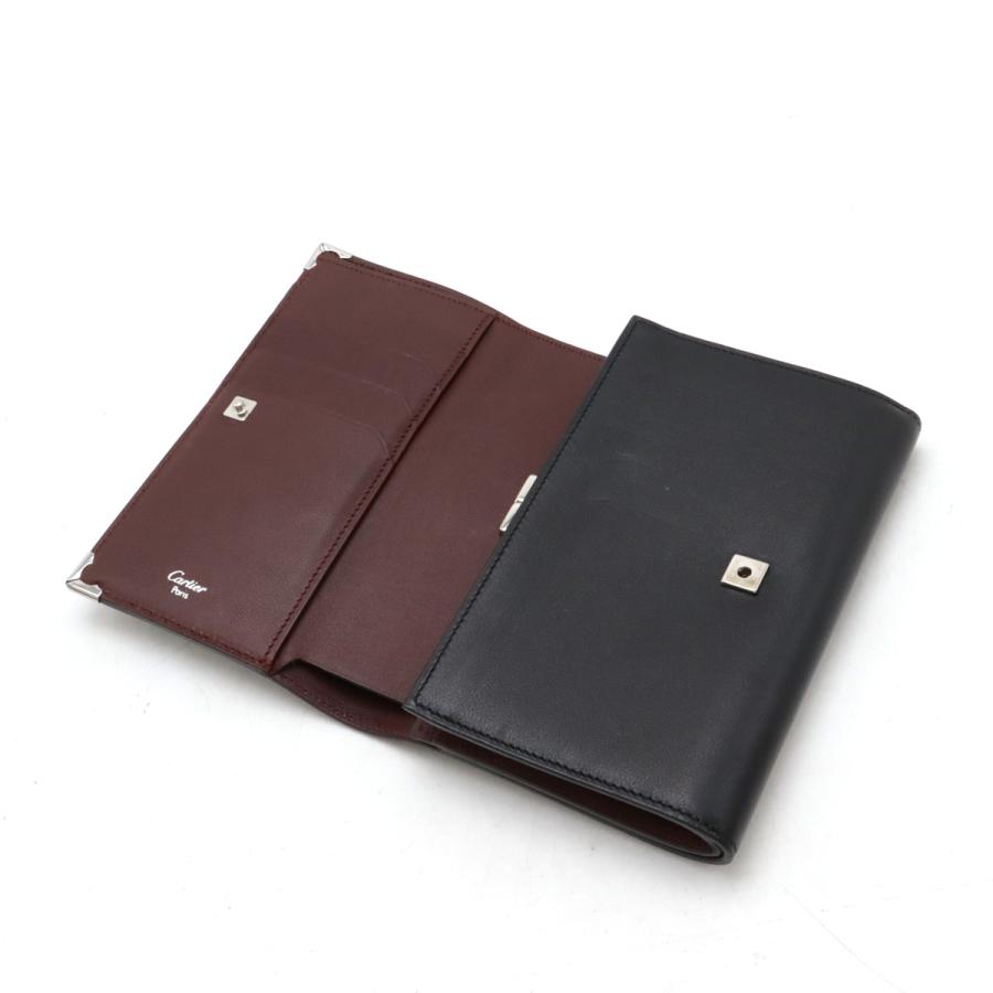 Cartier カルティエ カボションライン カボション 2つ折長財布 二つ折り がま口 ガマ口 レザー ブラック ボルドー シルバー金具 L3000585 | Cartier | 03