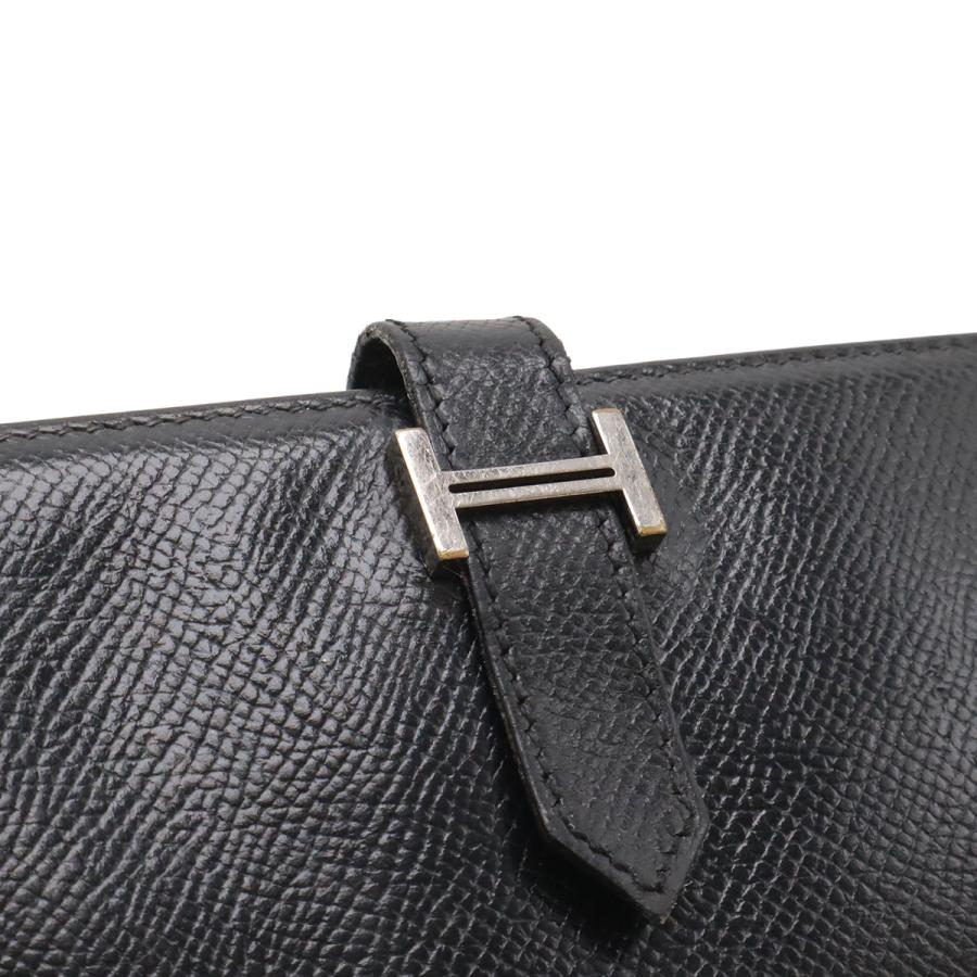 HERMES エルメス ベアン 2PLIS デュプリ 3つ折長財布 三つ折り長財布 クシュベル レザー ブラック 黒 シルバー金具 □J刻印 | HERMES | 03