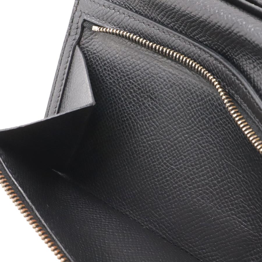 HERMES エルメス ベアン 2PLIS デュプリ 3つ折長財布 三つ折り長財布 クシュベル レザー ブラック 黒 シルバー金具 □J刻印 | HERMES | 08