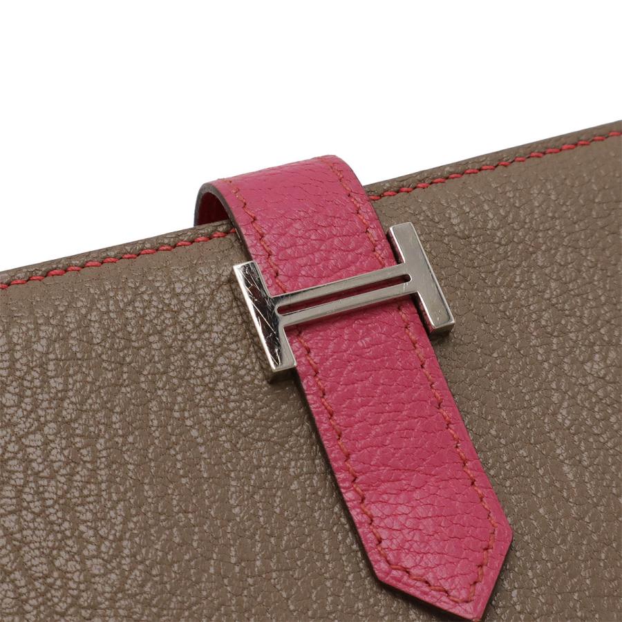 HERMES エルメス ベアンスフレ 2つ折長財布 二つ折り長財布 バイカラー シェーブル エトゥープ ピンク シルバー金具 □L刻印 | HERMES | 03