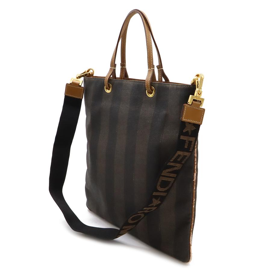 FENDI フェンディ ペカン トートバッグ ハンドバッグ 2WAY ショルダーバッグ 肩掛け PVC レザー カーキブラウン ブラック 黒 | FENDI | 01