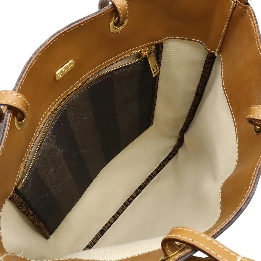FENDI フェンディ ペカン トートバッグ ハンドバッグ 2WAY ショルダーバッグ 肩掛け PVC レザー カーキブラウン ブラック 黒 | FENDI | 04