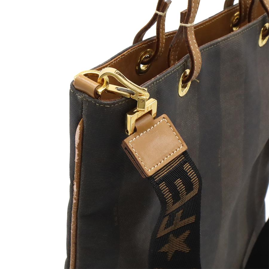 FENDI フェンディ ペカン トートバッグ ハンドバッグ 2WAY ショルダーバッグ 肩掛け PVC レザー カーキブラウン ブラック 黒 | FENDI | 07