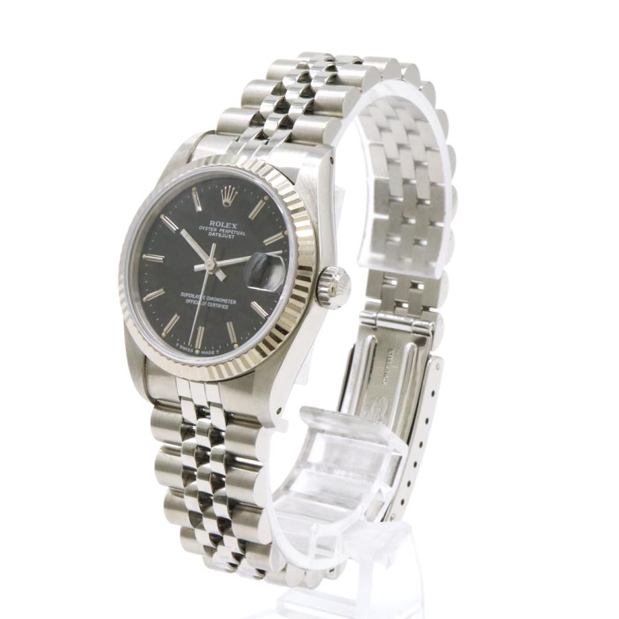 ROLEX ロレックス デイトジャスト ブラック文字盤 SS K18WGベゼル L番 ボーイズ AT オートマ 腕時計 68274 | ROLEX | 01