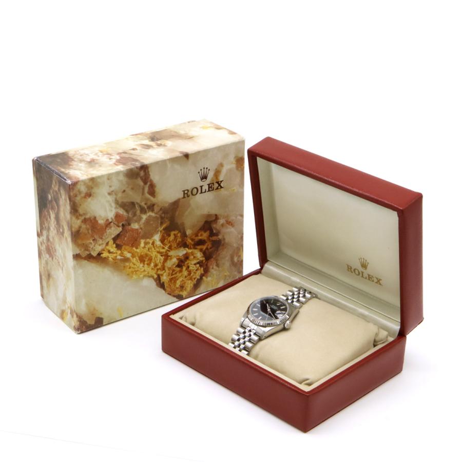 ROLEX ロレックス デイトジャスト ブラック文字盤 SS K18WGベゼル L番 ボーイズ AT オートマ 腕時計 68274 | ROLEX | 08