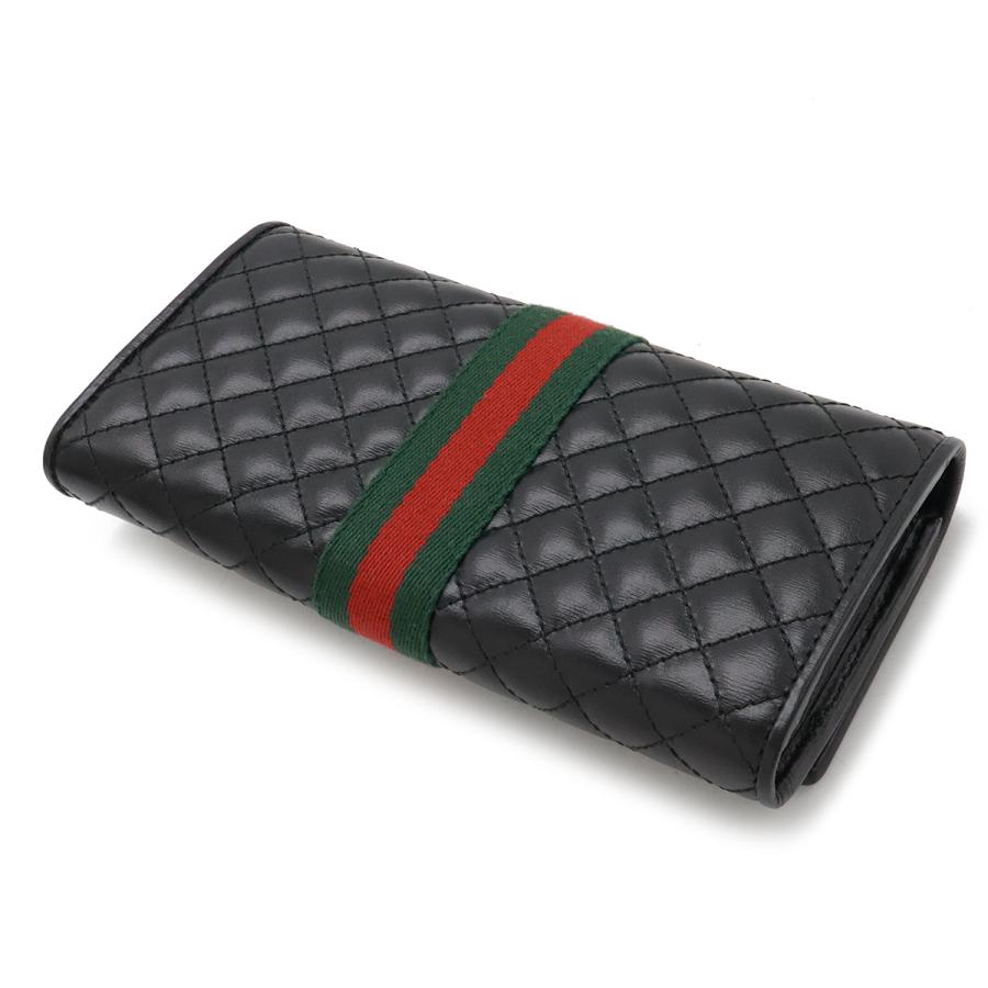 GUCCI グッチ オフィディア　シェリー GGマーモント キルティング 2つ折長財布 二つ折り長財布 レザー ブラック 黒 グリーン ゴールド金具 536451 | GUCCI | 01