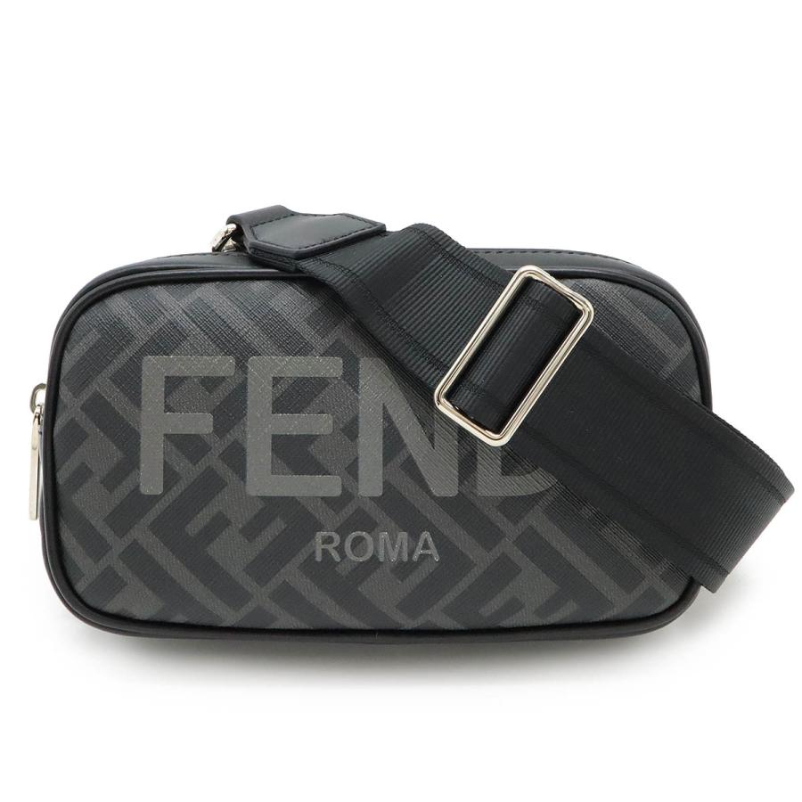 FENDI フェンディ ズッカ柄 カメラケース スモール ショルダーバッグ ボディバッグ 2WAY ポーチ PVC レザー グレー ブラック シルバー金具 7M0285 FENDI（フェンディ） ズッカ柄 カメラケース スモール ショルダー