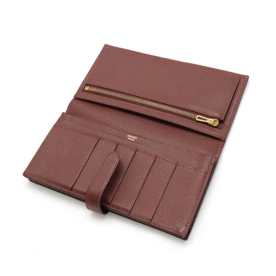 HERMES エルメス ベアンスフレ 2つ折長財布 二つ折り長財布 ヴォーエプソン レザー ボルドー ゴールド金具 □Q刻印 | HERMES | 04