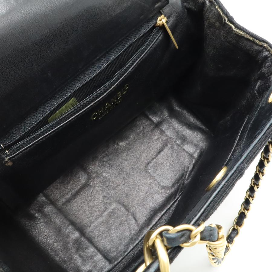 【美品】シャネル チョコバー ココマークコットン チェーントート ハンドバッグ 美品】シャネル チョコバー ココマークコットン チェーントート