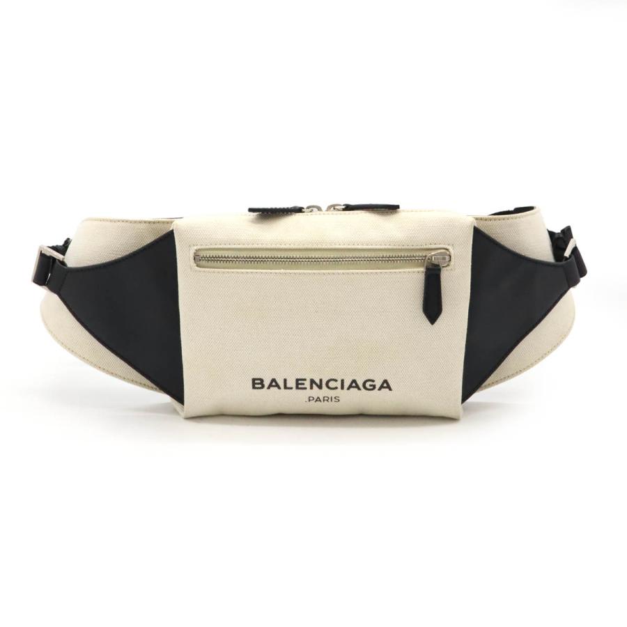 BALENCIAGA バレンシアガ ボディバッグ ベルトバッグ ウエストポーチ ウエストバッグ キャンバス レザー ナチュラル ブラック 黒 433625 | BALENCIAGA