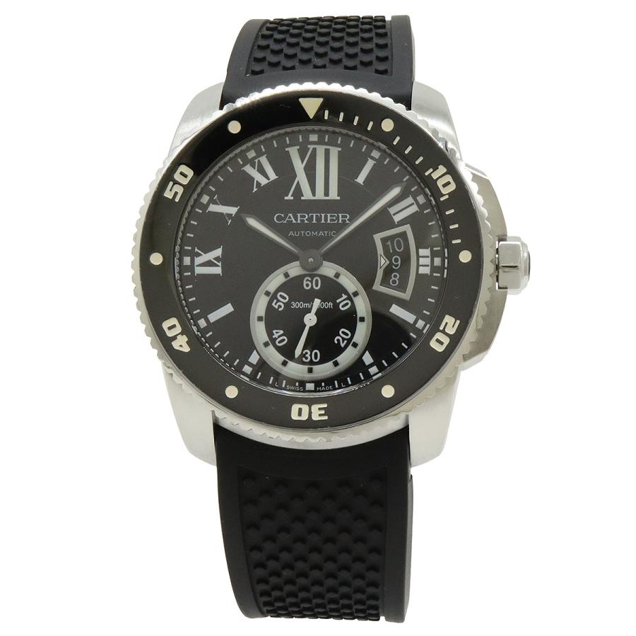 Cartier カルティエ カリブル ドゥ カルティエ ダイバー SS ラバー メンズ AT オートマ 腕時計 W7100056 | Cartier