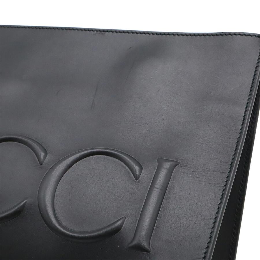 GUCCI セカンドバッグ　クラッチバッグ　レザー　ロゴ　ブラック GUCCI（グッチ） ロゴエンボス クラッチバッグ セカンドバッグ レザー