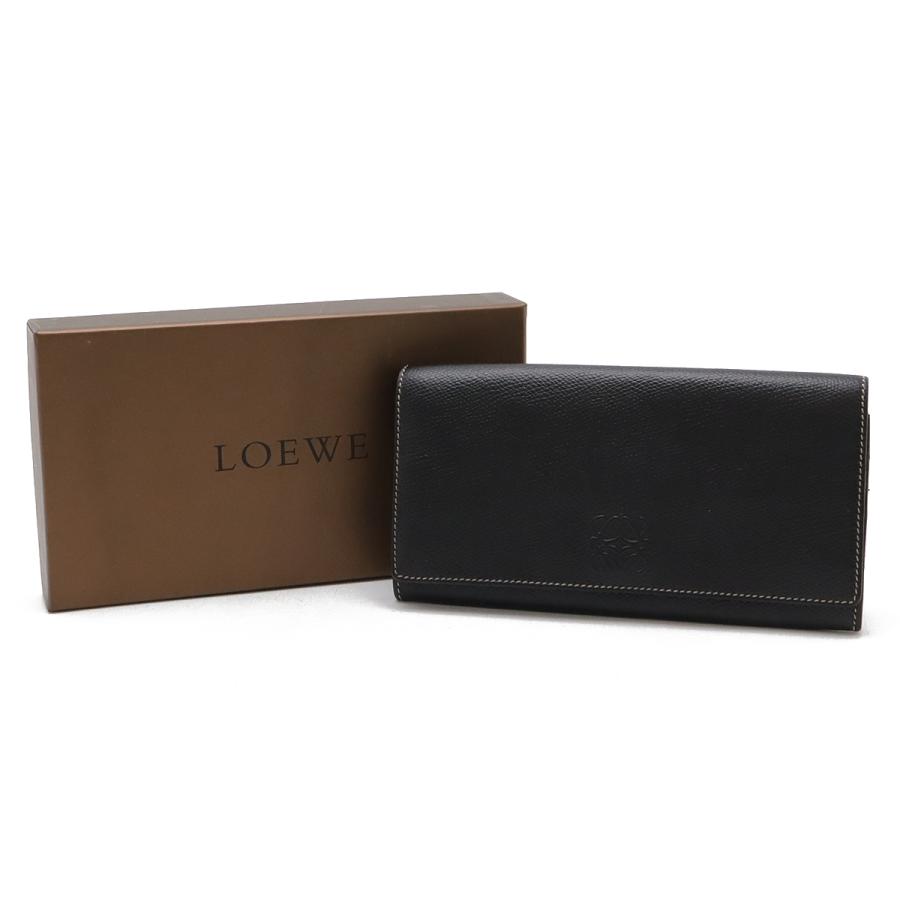 LOEWE ロエベ アナグラム フラップウォレット 2つ折長財布 二つ折り長財布 レザー ブラック 黒 ゴールド金具 | LOEWE | 06