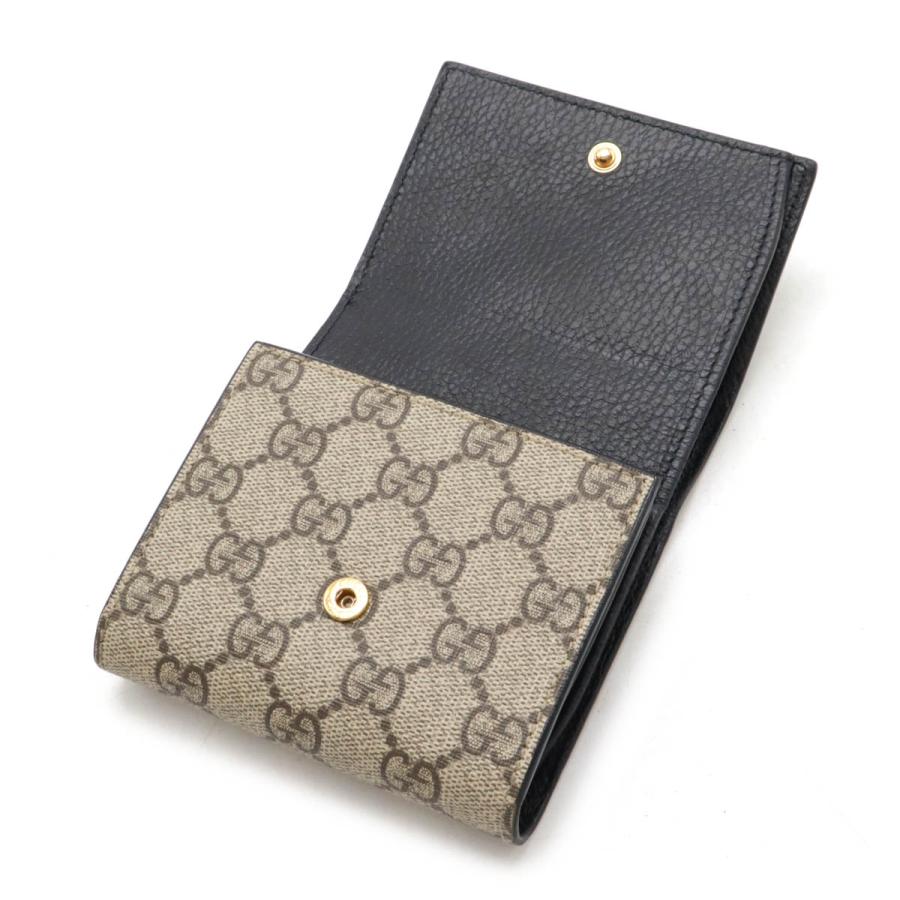 GUCCI グッチ ダブルG バイカラー ミディアム ウォレット GGマーモント GGスプリーム 2つ折財布 二つ折り PVC レザー ブラック ベージュ 598587 | GUCCI | 03