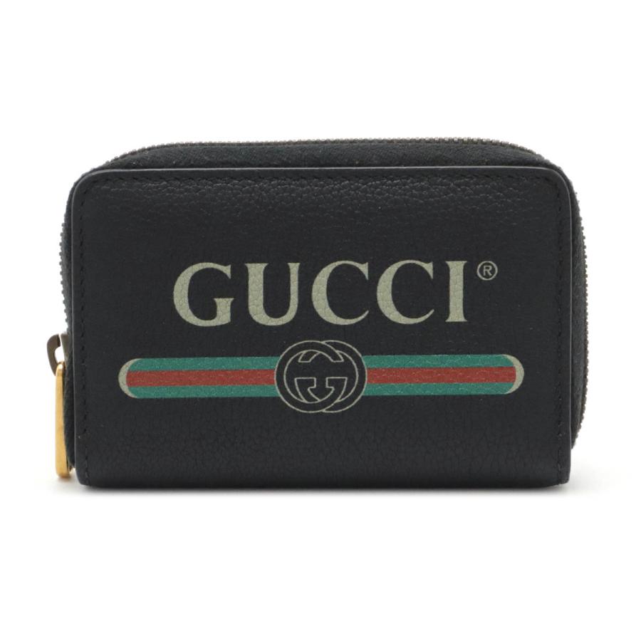 GUCCI グッチ グッチプリント コインケース 小銭入れ コインパース カードケース レザー ブラック 黒 ゴールド金具 496319 | GUCCI