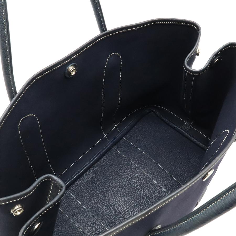 HERMES エルメス ガーデンパーティPM トートバッグ ハンドバッグ トワルオフィシエ キャンバス レザー ネイビー 紺 シルバー金具 □I刻印 | HERMES | 07