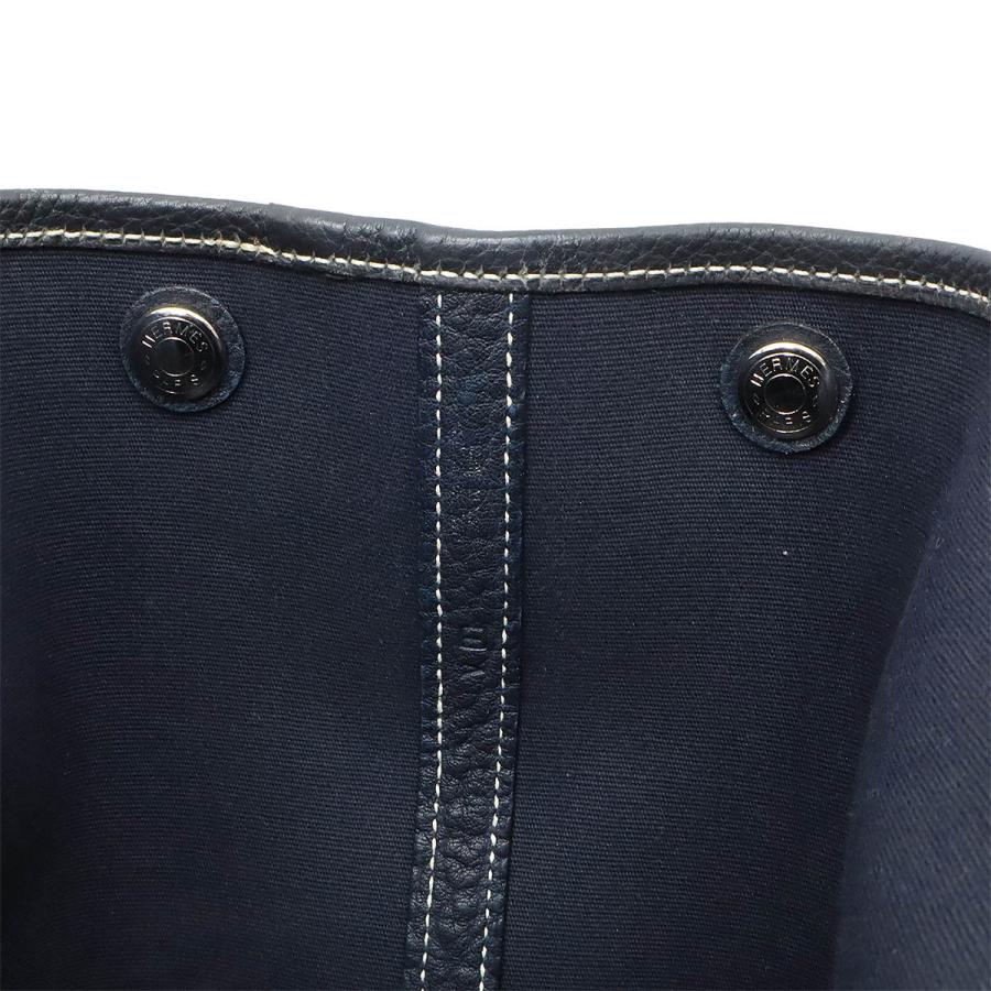 HERMES エルメス ガーデンパーティPM トートバッグ ハンドバッグ トワルオフィシエ キャンバス レザー ネイビー 紺 シルバー金具 □I刻印 | HERMES | 08