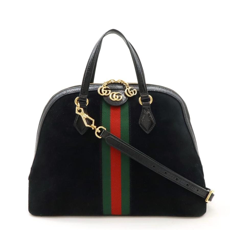 GUCCI グッチ オフィディア シェリーライン ミディアム トップハンドル ハンドバッグ 2WAY ショルダー スエード パテントレザー ブラック 524533 GUCCI（グッチ） オフィディア シェリーライン ミディアム トップ