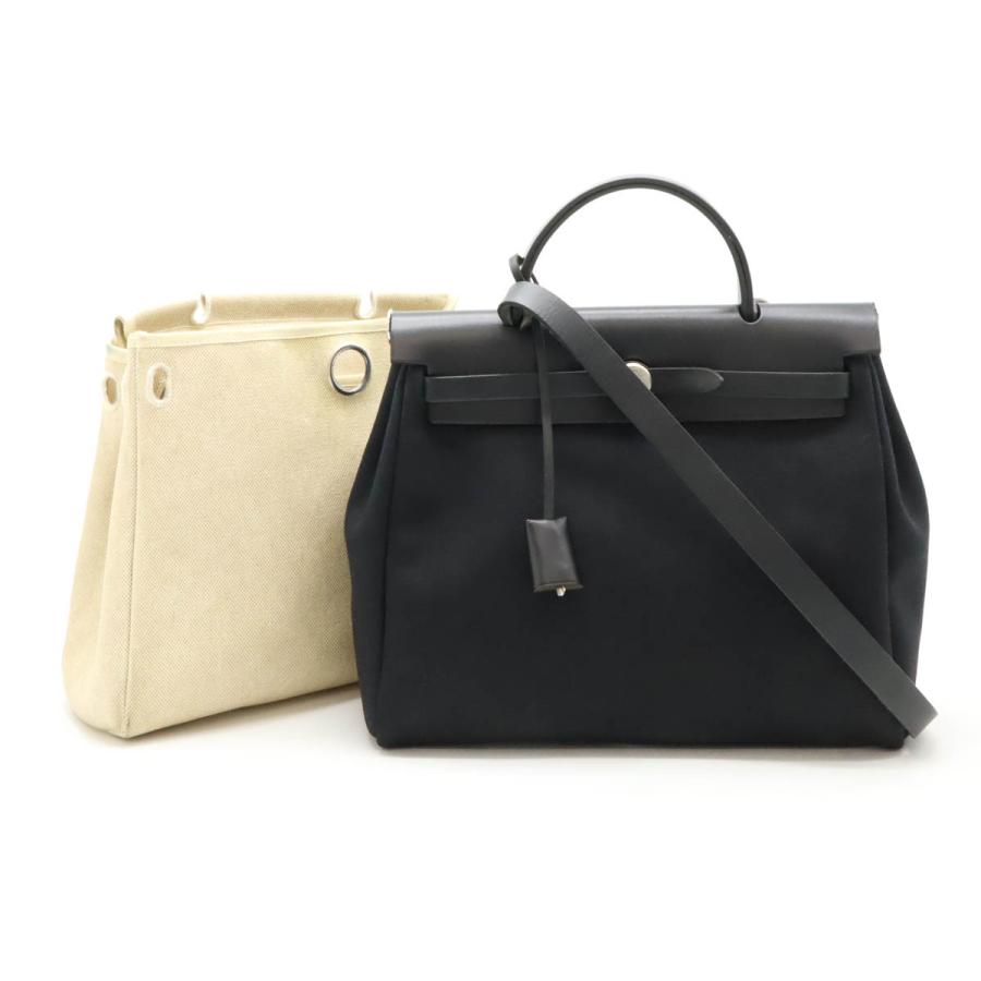 HERMES エールバッグPM トワル 黒 HERMES エルメス エールバッグMM 黒 トワルオフィシエ □C刻印
