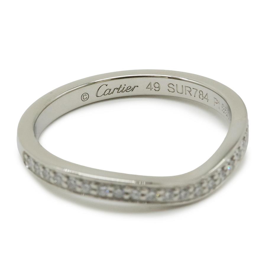 Cartier カルティエ バレリーナ カーブ ウェディングリング 指輪 セミパヴェセッティング Pt950 プラチナ D0.09ct #49 B4093000 | Cartier | 04