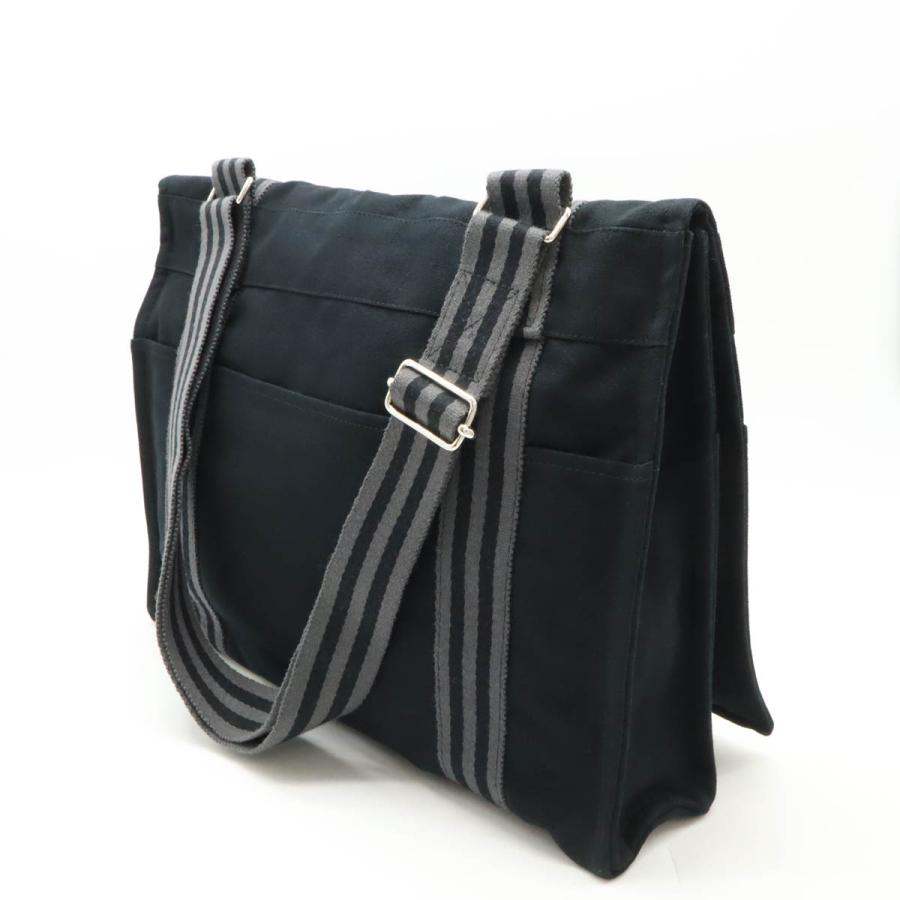 HERMES エルメス フールトゥ バサスMM ショルダーバッグ メッセンジャーバッグ 斜め掛け キャンバス ブラック 黒 グレー シルバー金具 | HERMES | 01