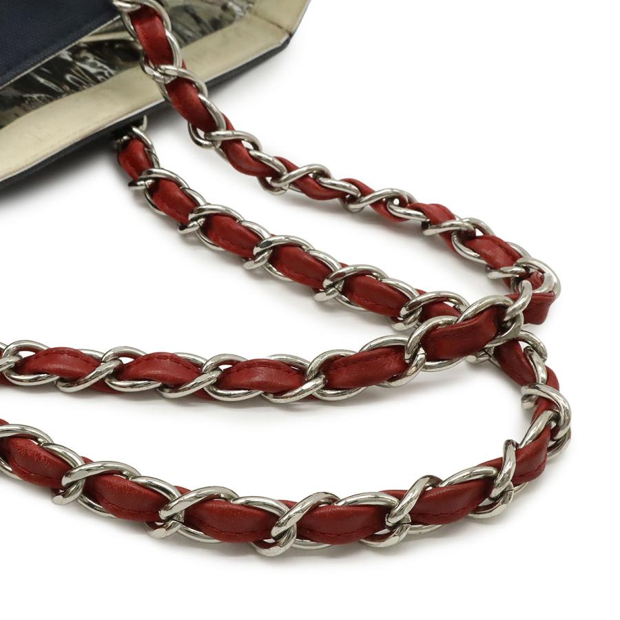 CHANEL シャネル ココマーク No.5 トートバッグ ショルダーバッグ チェーンショルダー キャンバス レザー ネイビー レッド シルバー A18644 CHANEL（シャネル） ココマーク No.5 トートバッグ ショルダーバッグ