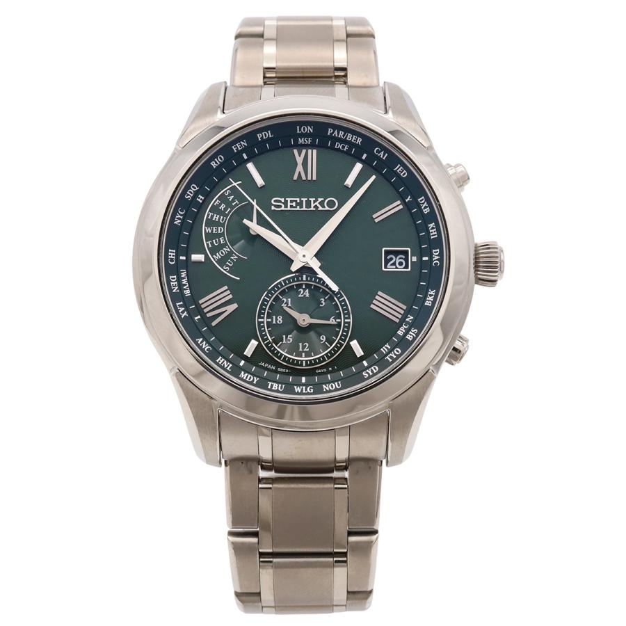 SEIKO セイコー BRIGHTZ ブライツ ワールドタイム デイト グリーン文字盤 SS メンズ ソーラー電波 腕時計 SAGA307 8B63-0AY0 | SEIKO