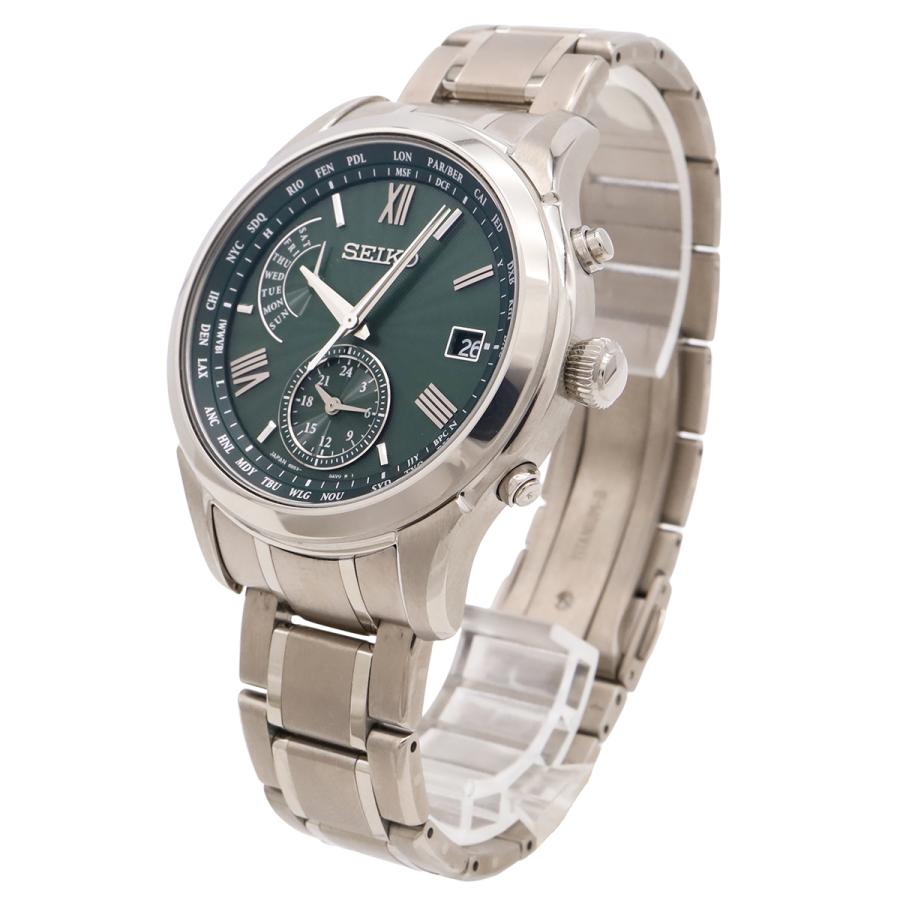 SEIKO セイコー BRIGHTZ ブライツ ワールドタイム デイト グリーン文字盤 SS メンズ ソーラー電波 腕時計 SAGA307 8B63-0AY0 | SEIKO | 01