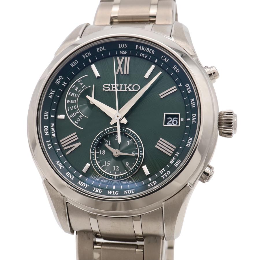 SEIKO セイコー BRIGHTZ ブライツ ワールドタイム デイト グリーン文字盤 SS メンズ ソーラー電波 腕時計 SAGA307 8B63-0AY0 | SEIKO | 03