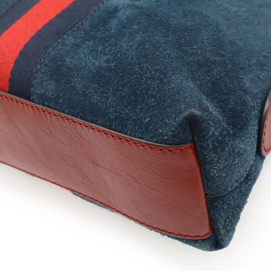 GUCCI グッチ オフィディア スモール シェリーライン ショルダーバッグ ポシェット スエード レザー ネイビー 紺 レッド 赤 ゴールド金具 499621 | GUCCI | 02