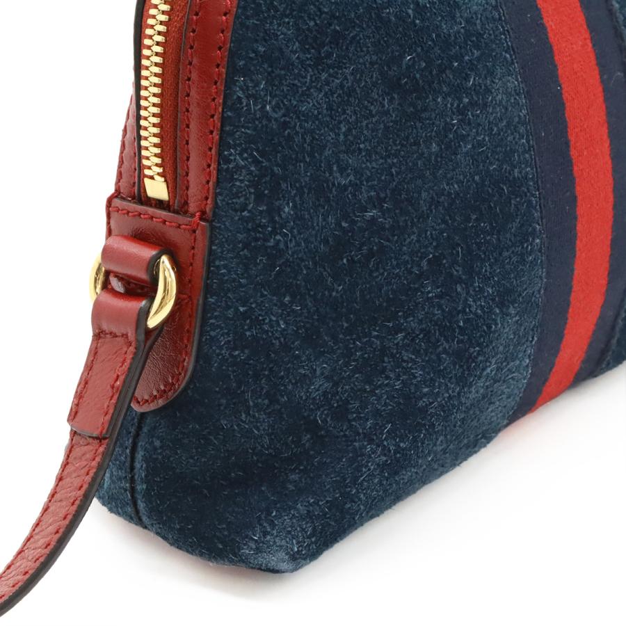 GUCCI グッチ オフィディア スモール シェリーライン ショルダーバッグ ポシェット スエード レザー ネイビー 紺 レッド 赤 ゴールド金具 499621 | GUCCI | 05