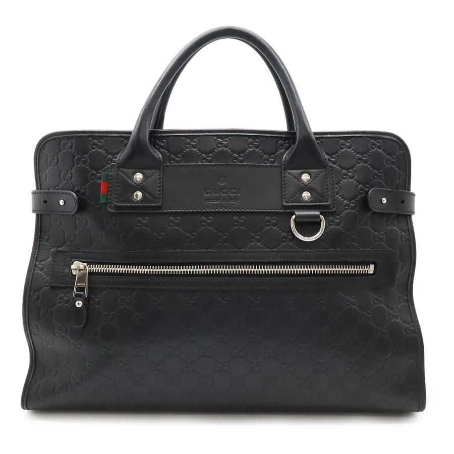 GUCCI グッチ グッチシマ ウェブループ ビジネスバッグ ブリーフケース 書類カバン ラバーコーティングレザー ブラック 黒 246410 | GUCCI