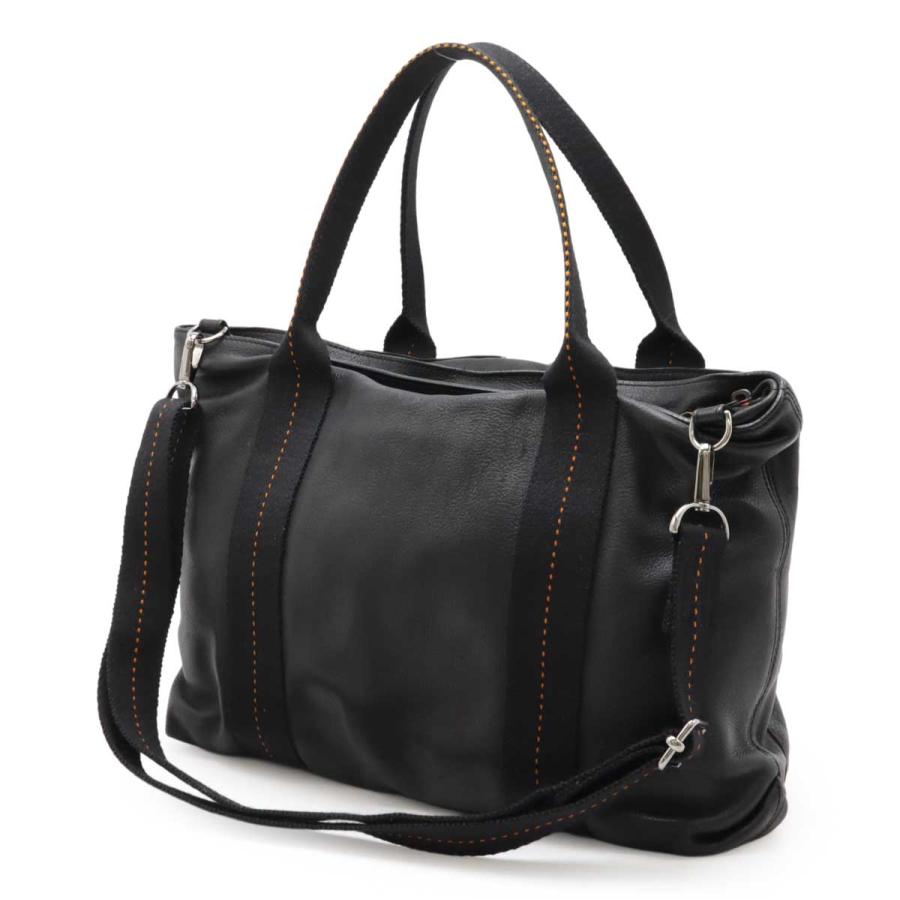 HERMES エルメス キャラバン ホリゾンタルMM トートバッグ 2WAY ショルダーバッグ 斜め掛け ヴォーデルマ レザー ブラック 黒 オレンジ | HERMES | 01