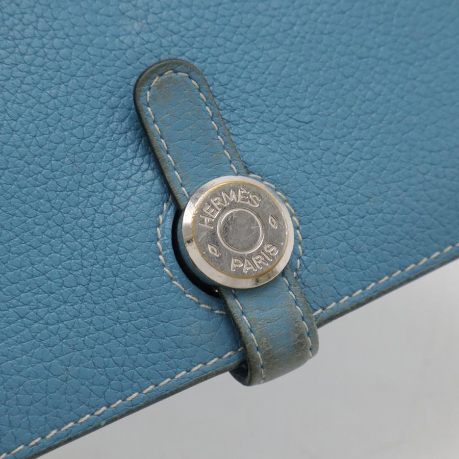 HERMES エルメス ドゴンデュオ ドゴンGM 2つ折長財布 二つ折り長財布 トゴ レザー ブルージーン コインケース付き □O刻印 | HERMES | 03